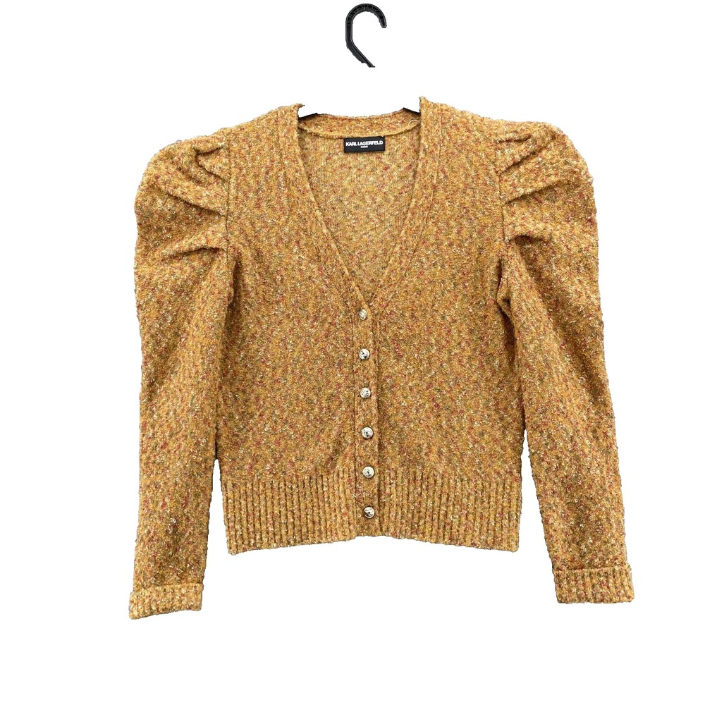 Karl Lagerfeld Gold Buttoned Cardigan